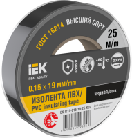 Изолента IEK MIXTAPE7, 0.15х19 мм, 6 кВ, черный, 25 м
