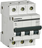Автоматический выключатель GENERICA ВА47-29, 3Р, 6 А, 4.5 кА, С
