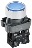 Кнопка IEK LA167-BAF61, 1NO, синяя, IP65