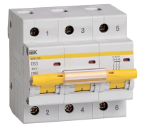 Автоматический выключатель IEK ВА47-100, 3Р, 63 А, 10 кА, D
