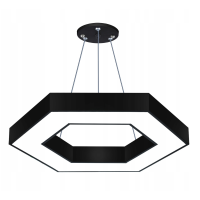 Светильник подвесной LED LEDAR XO полый шестигранник, 36  Вт, 6500 K, опал, 500х100х70 мм, черный