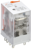 Реле интерфейсное ONI ORM-1-2C, 2 контакта, 10 А, катушка 230 В AC, с индикацией и тест-кнопкой