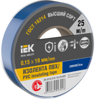 Изолента IEK MIXTAPE7, 0.15х19 мм, 6 кВ, синий, 25 м