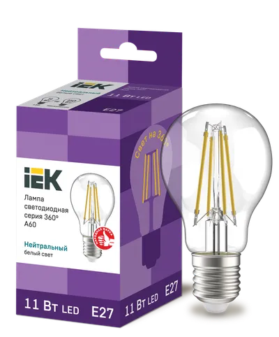 Лампа филаментная A60 11Вт 230V 4000К E27 груша IEK