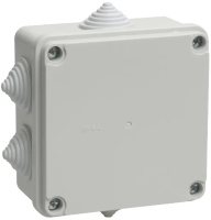 Коробка распаячная IEK КМ41234, 100х100х50 мм, для открытой проводки, 6 вводов, IP55, серый