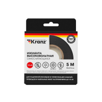 Изолента высоковольтная самослипающаяся KRANZ, 10 кВ, 0.76 х 25 мм, 5 м