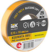 Изолента IEK MIXTAPE7, 0.15х19 мм, 6 кВ, желтый, 25 м