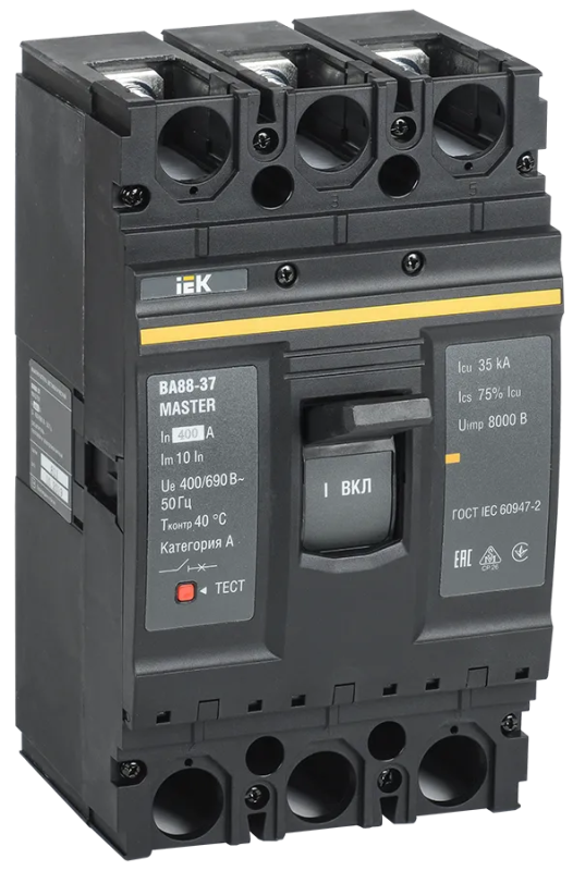 Автоматический выключатель IEK MASTER ВА88-37, 3P, 400 А, 35 кА, 690 В — фото, характеристики