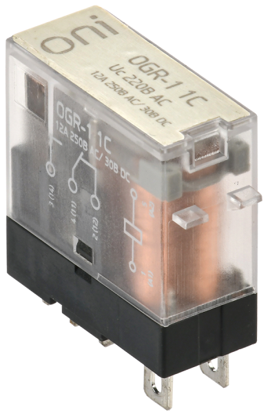 Реле промежуточное промышленное OGR-1-1C 1SPDT 12А Uупр=230VAC ONI — фото, характеристики