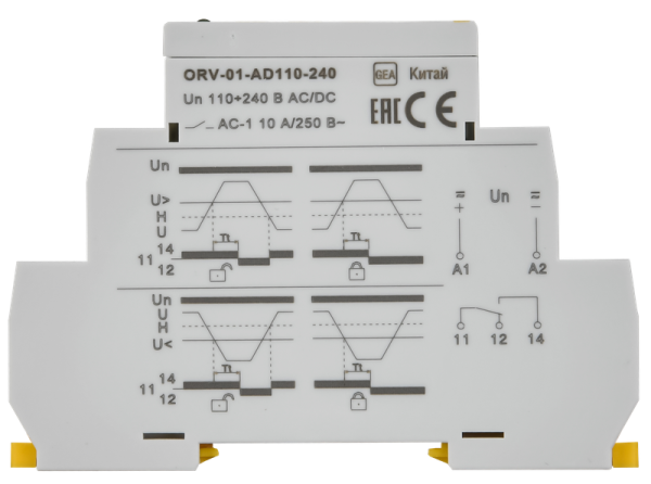 Реле контроля напряжения ORV-01 L+N 10А Uконтр=110-240V AC/DC 1SPDT с блокировкой IEK — фото, характеристики
