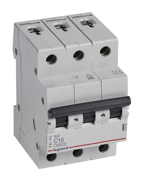 Автоматический выключатель Legrand RX3, 3Р, 10 А, 4.5 кА, С — фото, характеристики