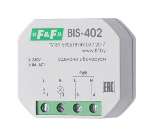 Реле импульсное BIS-402 8А 230VAC 1SPDT IP20 F&F — фото, характеристики