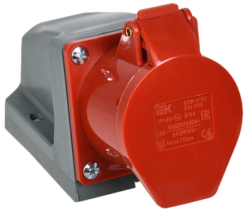 Розетка силовая стационарная IEK ССИ-114, 3P+PE, 16 А, 400 В (6 ч), IP44