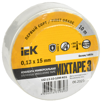 Изолента MIXTAPE3 0.13х15мм 5кВ белая 10м (-30..+50С) IEK
