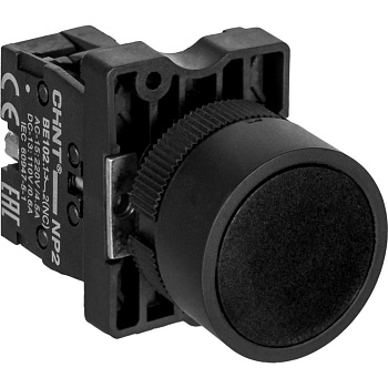 Кнопка управления CHINT NP2-EA21, черная, 1NO, Ø 22 мм, IP40