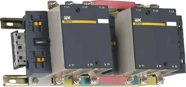 Контактор реверсный IEK КТИ-51503, 6Р, 150 А, 75 кВт, АС-3, напряжение управления 230 В АС, 2NO — фото, характеристики
