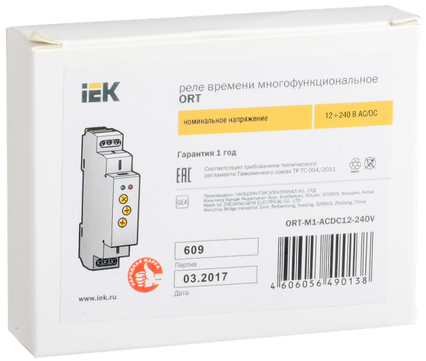 Реле времени многофункциональное IEK ORT-M1 (10 программ), 1 контакт, 12-240 В AC/DC — фото, характеристики