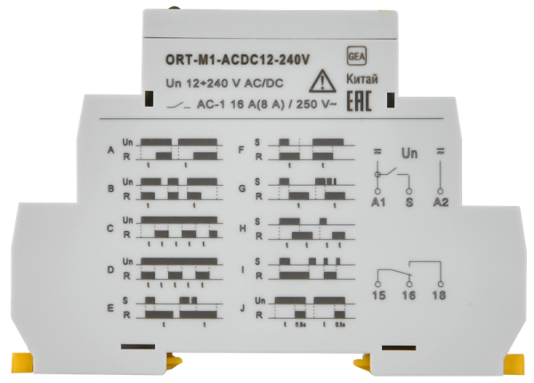 Реле времени многофункциональное IEK ORT-M1 (10 программ), 1 контакт, 12-240 В AC/DC — фото, характеристики