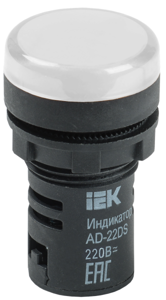 Лампа светосигнальная AD22DS(LED) 230VAC белый d22мм IP54 IEK — фото, характеристики