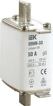 Плавкая вставка предохранителя IEK ППНИ-33, габарит 0, 63 А