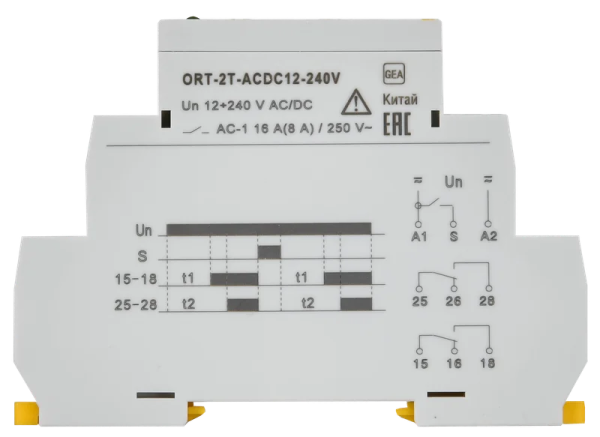 Реле задержки включения ORT-2T 2SPDT 8А Uупр=12-240V AC/DC (две независимымые уставки) IEK — фото, характеристики
