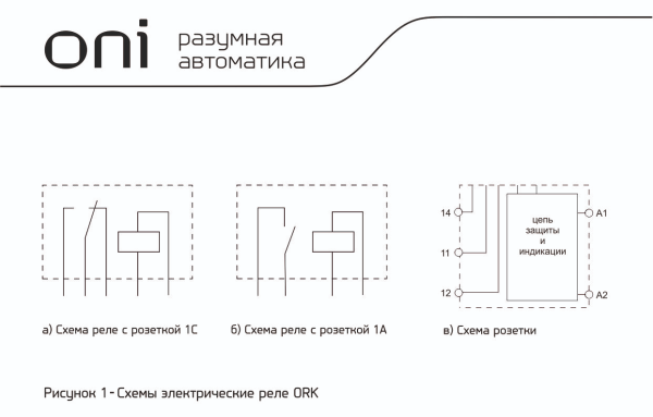 Реле интерфейсное ONI ORK-1А, 6 А, 1NO, 24 В DC, с розеткой — фото, характеристики