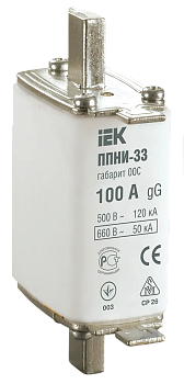 Плавкая вставка предохранителя IEK ППНИ-33, габарит 00С, 100 А