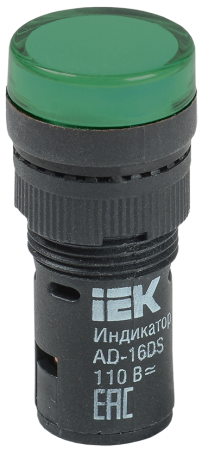 Лампа светосигнальная AD16DS(LED) 110V AC/DC зеленый d16мм IP54 IEK — фото, характеристики