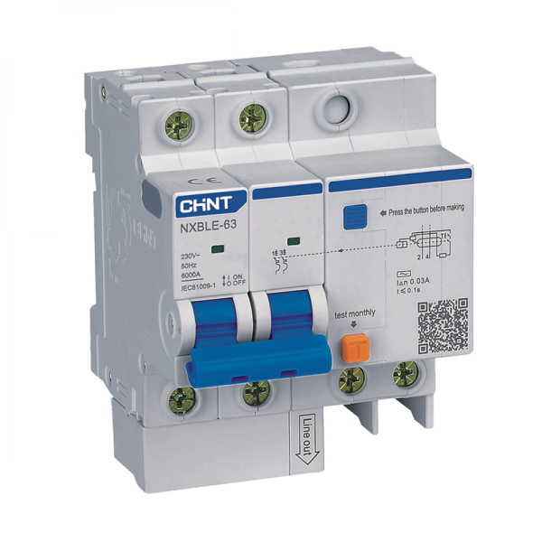 Автоматический выключатель дифференциального тока CHINT NXBLE-63, L+N, C16, 30 мА, 6 kA, тип АС — фото, характеристики