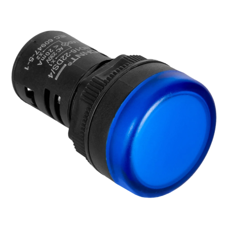 Лампа светосигнальная ND16-22DS/4 230V AC/DC d22мм синий IP40 CHINT — фото, характеристики