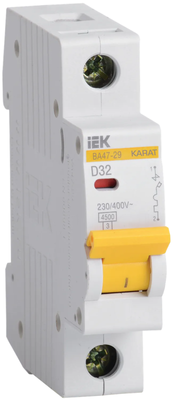 Автоматический выключатель IEK ВА47-29, 1-полюсный, 32 А, 4.5 кА, тип D — фото, характеристики