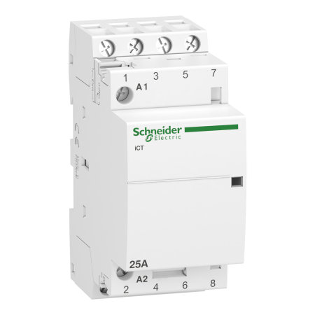 Модульный контактор Schneider Acti9 iCT, 4Р, 25 A, АС-7, 4NO, катушка 230 В AC — фото, характеристики