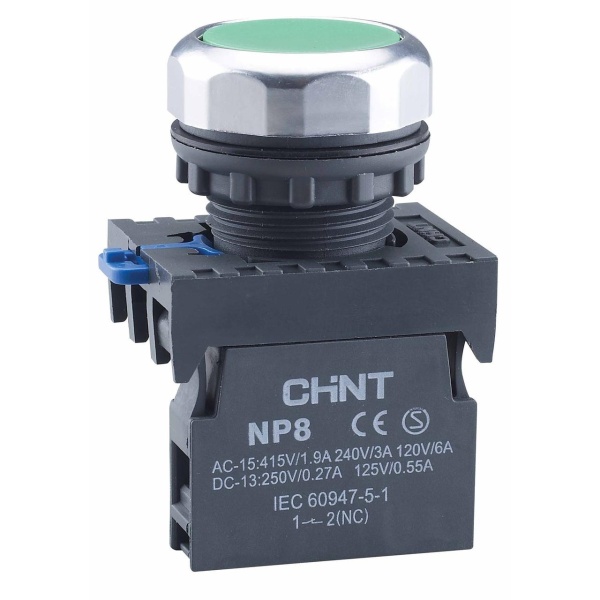 Кнопка управления CHINT NP8-10BN/3, зелёная, 1NO, Ø 22 мм, IP65