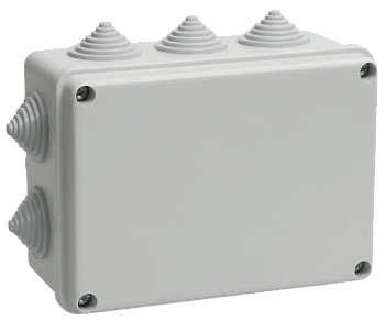 Коробка распаячная IEK КМ41242, 150х110х70 мм, для открытой проводки, 10 вводов, серая, IP55