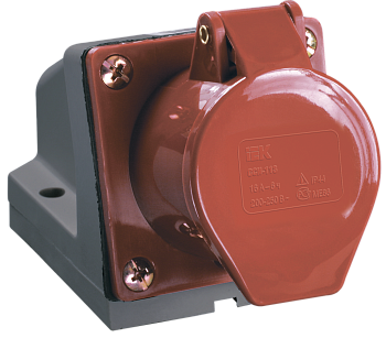 Розетка силовая стационарная IEK ССИ-124, 3Р+РЕ, 32 А, 400 В (6 ч), IP44