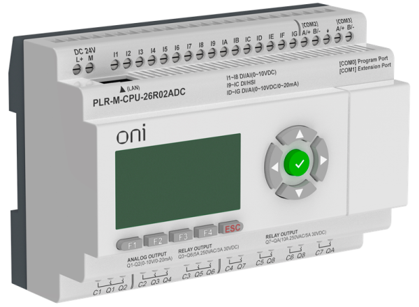 Микро ПЛК PLR-M CPU1606 16DI/6AO 24VDC 2хRS485 Ethernet SD карта экран ONI — фото, характеристики