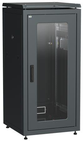 Шкаф сетевой напольный 19" ITK LINEA N, 42U, 800х800 мм, стеклянная дверь, черный — фото, характеристики