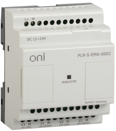 Модуль расширения ONI PLR-S, 2 AO, 0–10 В / 0–20 мА, 12–24 В DC — фото, характеристики