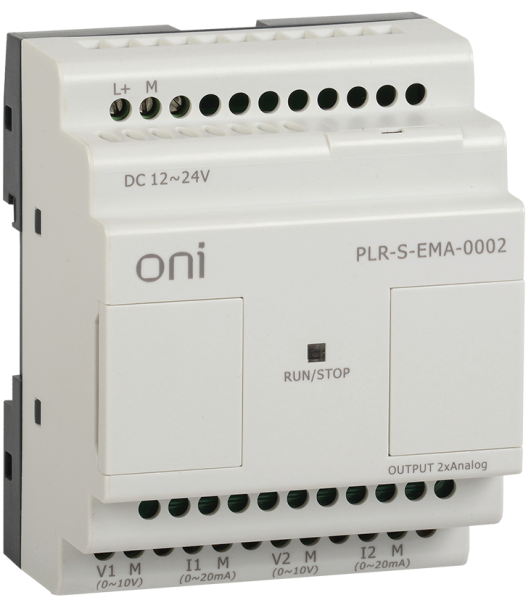 Модуль расширения ONI PLR-S, 2 AO, 0–10 В / 0–20 мА, 12–24 В DC — фото, характеристики