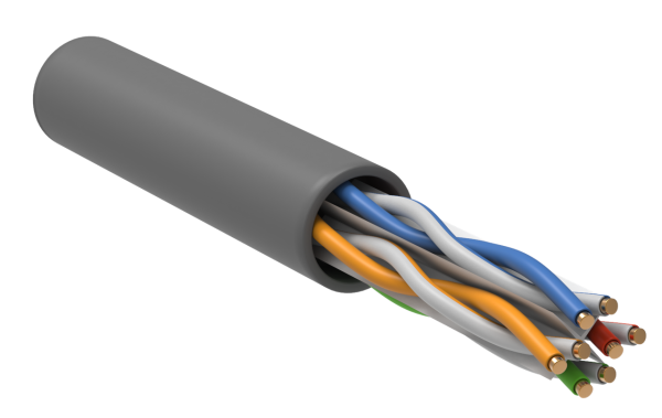 Витая пара ITK U/UTP, Cat.5E, 4x2х24 AWG, solid, LSZH, 305 м, серый