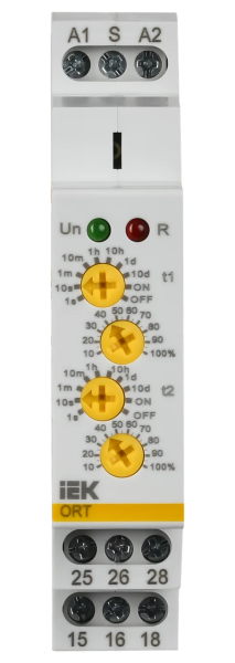 Реле задержки включения ORT-2T 2SPDT 8А Uупр=12-240V AC/DC (две независимымые уставки) IEK — фото, характеристики