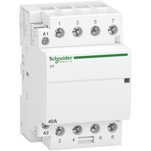 Модульный контактор Schneider Acti9 iCT, 4Р, 40 A, АС-7, 4NO, катушка 230 В AC — фото, характеристики
