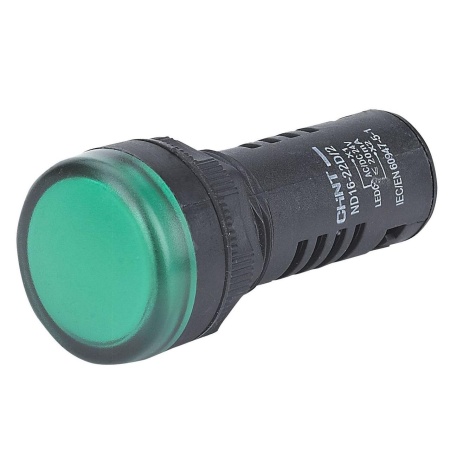 Лампа светосигнальная ND16-22D/2 230V AC/DC d22мм зеленый IP40 CHINT — фото, характеристики