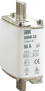 Плавкая вставка предохранителя IEK ППНИ-33, габарит 00, 25 А