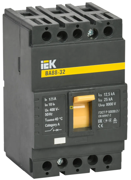 Автоматический выключатель IEK ВА88-32, 3P, 125 А, 25 кА — фото, характеристики