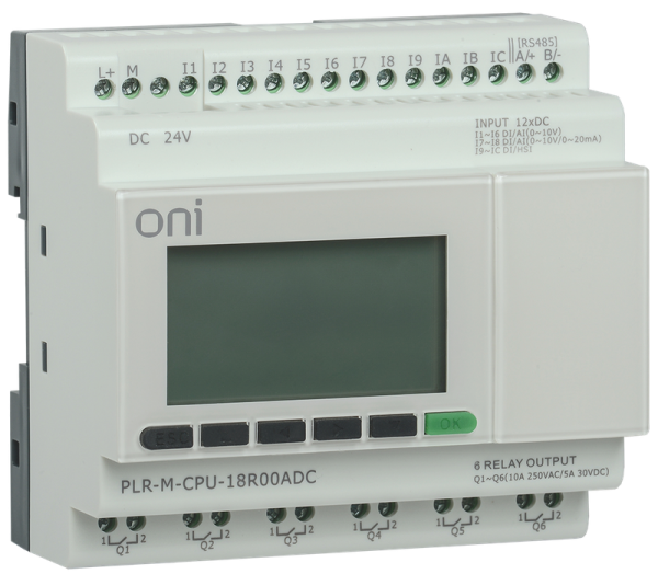 Микро ПЛК PLR-M CPU1206 12DI/6RO 24VDC RS485 SD карта экран ONI — фото, характеристики