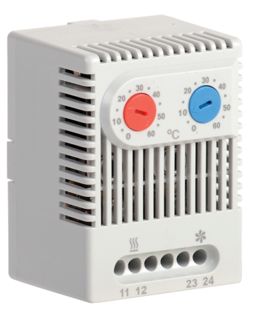 Термостат двухканальный УККт 10А 240VAC (темп.рег=0...+60°C) 1NO+1NC IP20 IEK — фото, характеристики
