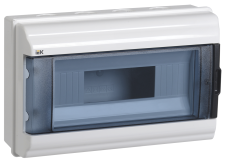 Корпус щита пластиковый IEK KREPTA5 КМПн-12, пломбируемый, навесной, прозрачная дверь, IP55 — фото, характеристики