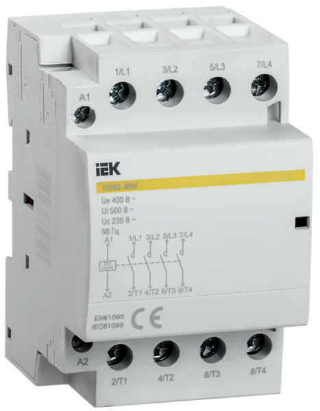 Контактор модульный КМ63-40М 4Р 63А АС-7 4NO Uупр=230V AC/DC IEK — фото, характеристики